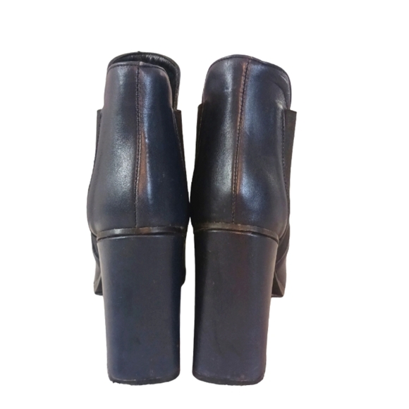 Cole Haan Blue Leather Meryl Ankle Boots Booties Flared Block Heels size 6.5 - Picture 6 of 10